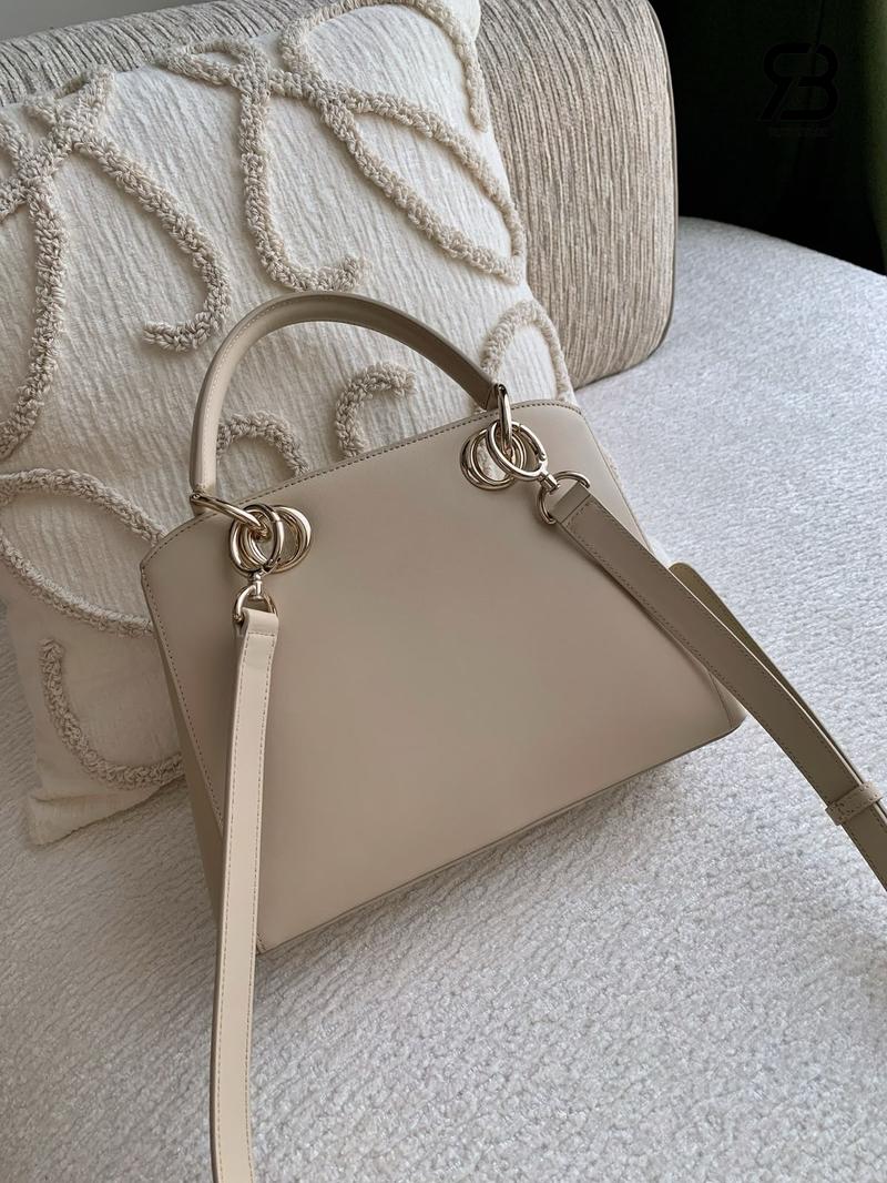 Túi Dior Cigale Small Bag Shiny Supple Calfskin Beige Kem sang trọng
