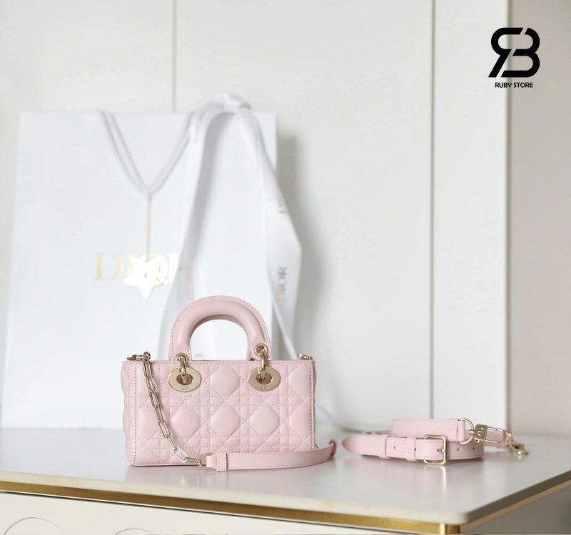 Túi Dior Lady D-Joy Mini Bag with Bow Soupir Pink Lambskin chất liệu cao cấp