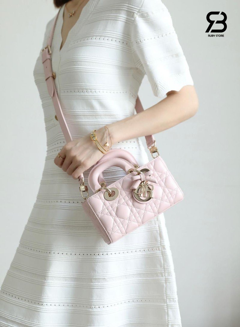 Túi Dior Lady D-Joy Mini Bag with Bow Soupir Pink Lambskin Best Pháp