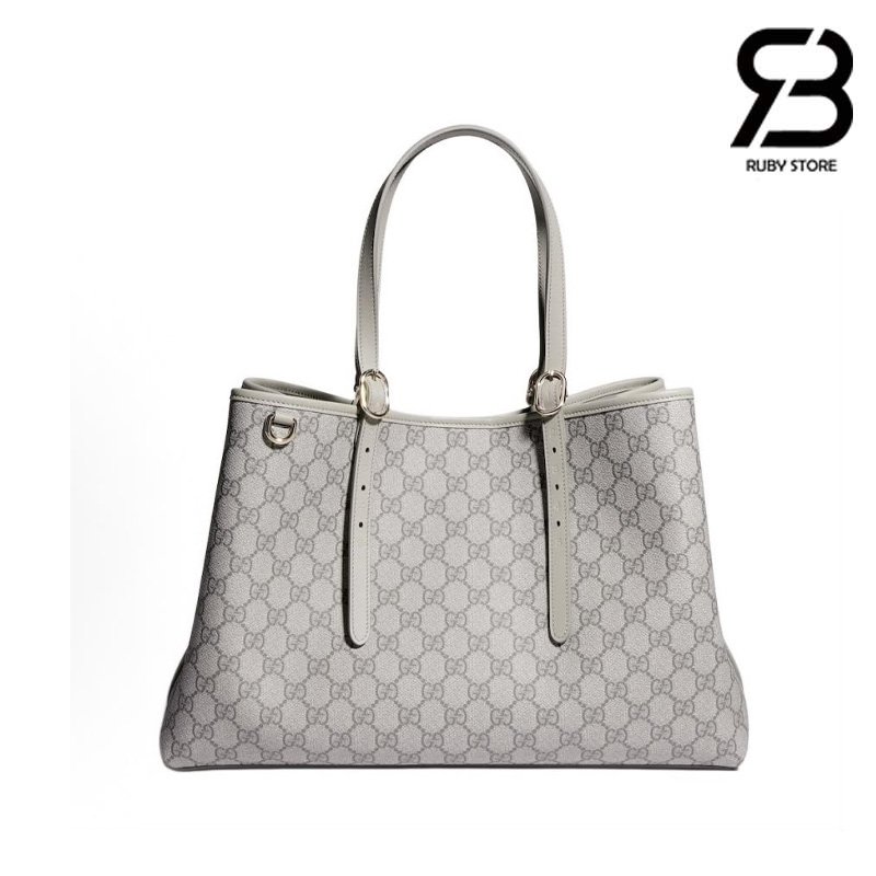 Túi Gucci GG Emblem Large Tote Bag Grey GG Canvas cao cấp