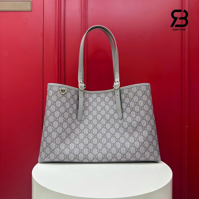 Túi Gucci GG Emblem Large Tote Bag Grey GG Canvas cao cấp sang trọng