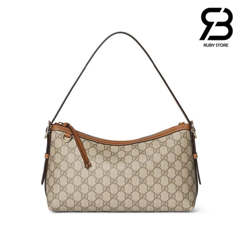 Túi Gucci GG Emblem Medium Shoulder Bag Beige Brown GG Canvas cao cấp