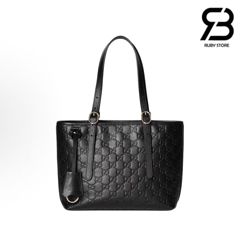 Túi Gucci GG Emblem Medium Tote Bag Black Leather chất lượng tốt