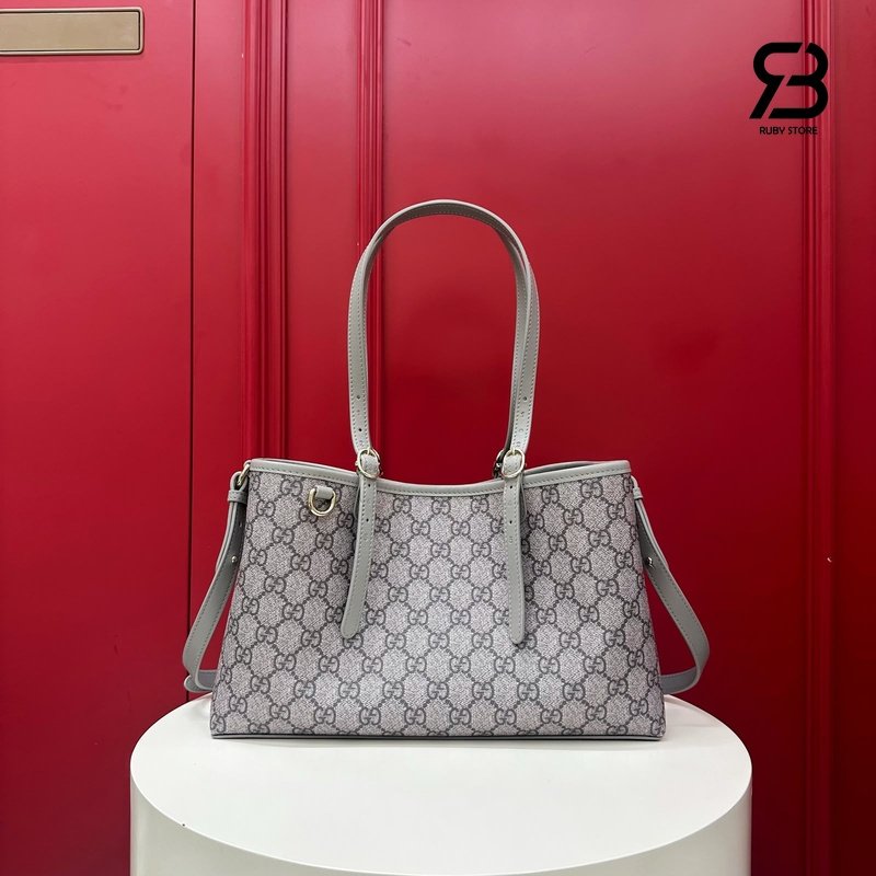 Túi Gucci GG Emblem Medium Tote Bag Grey GG Canvas cao cấp sang trọng