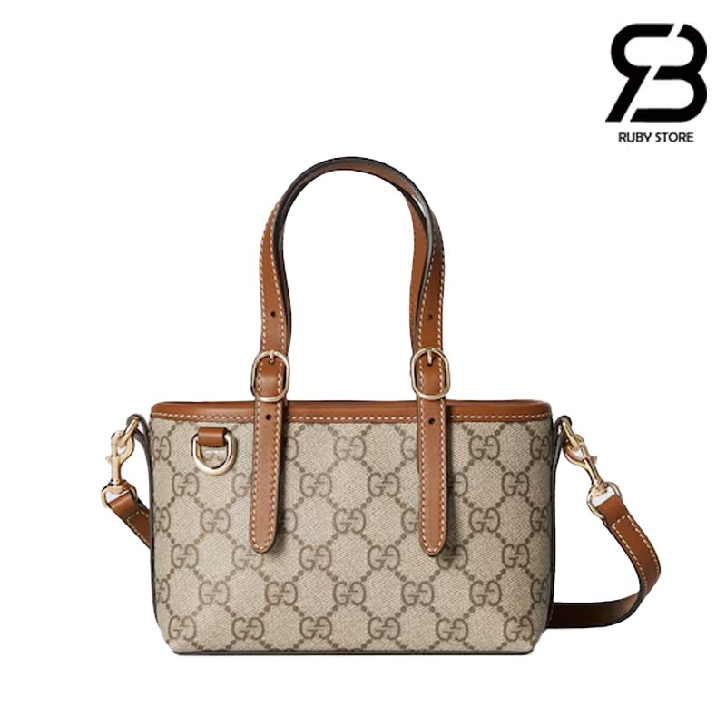 Túi Gucci GG Emblem Mini Bag Beige Brown GG Canvas chính hãng