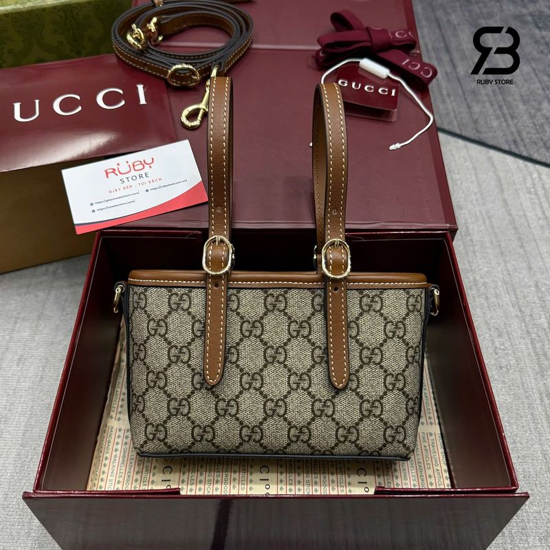Túi Gucci GG Emblem Mini Bag Beige Brown GG Canvas chất lượng cao