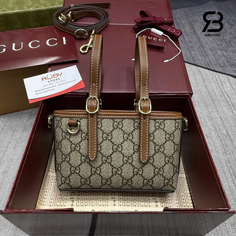 Túi Gucci GG Emblem Mini Bag Beige Brown GG Canvas chính hãng cao cấp