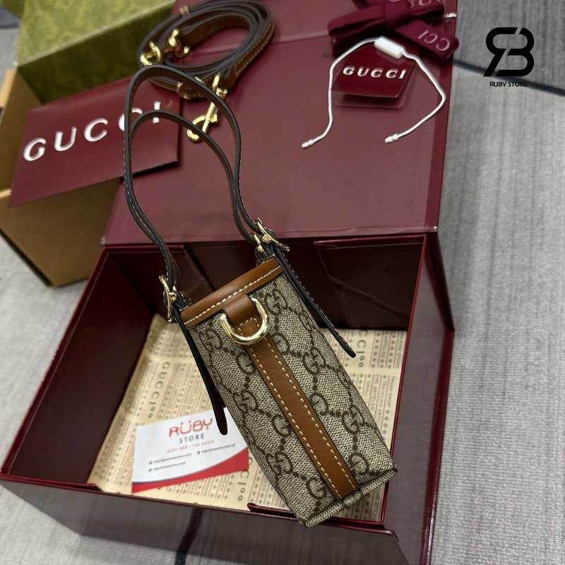Túi Gucci GG Emblem Mini Bag Beige Brown GG Canvas cao cấp