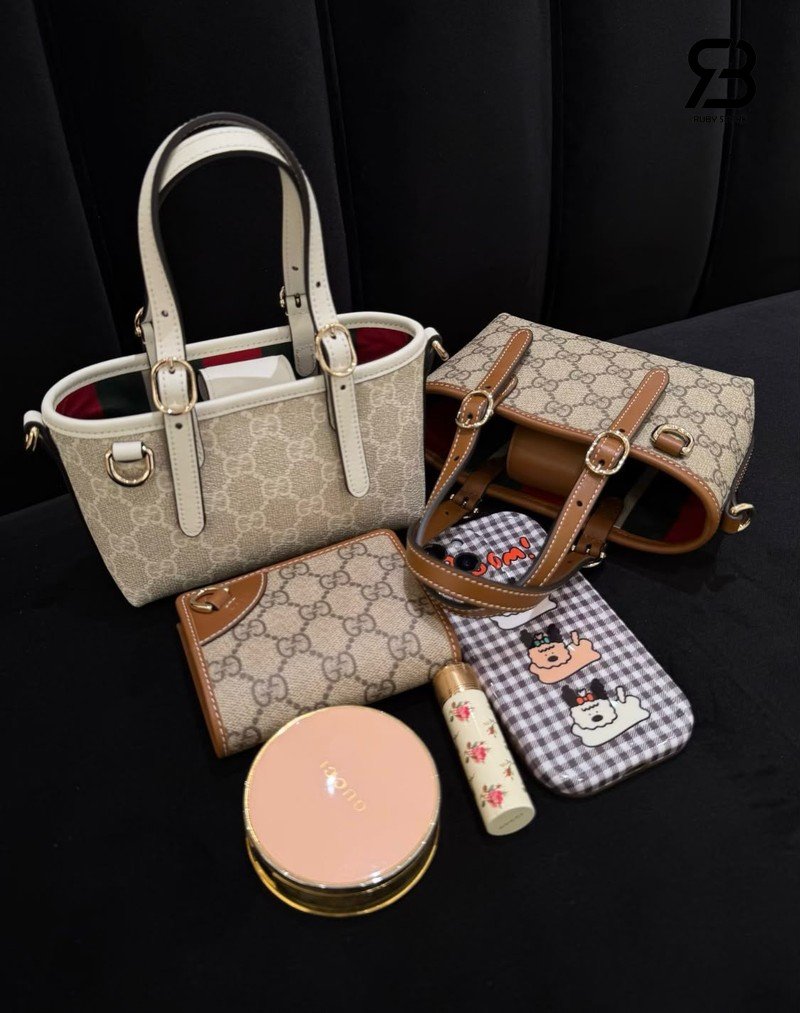 Túi Gucci GG Emblem Mini Bag Beige White GG Canvas cao cấp