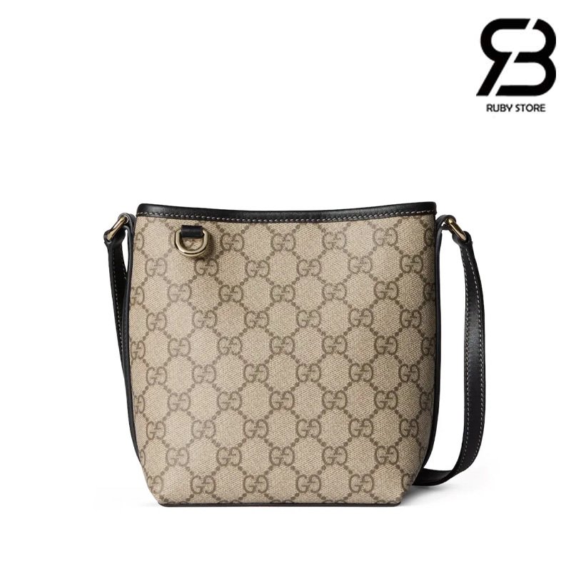 Túi Gucci GG Emblem Nano Bucket Bag Beige Black GG Canvas chất lượng tốt
