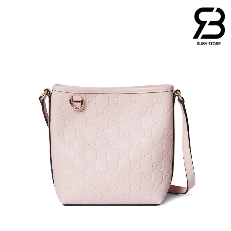 Túi Gucci GG Emblem Nano Bucket Bag Pink GG Leather chính hãng sang trọng