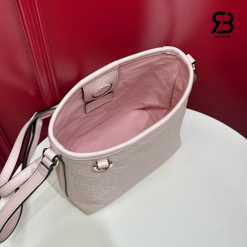Túi Gucci GG Emblem Nano Bucket Bag Pink GG Leather chất lượng cao