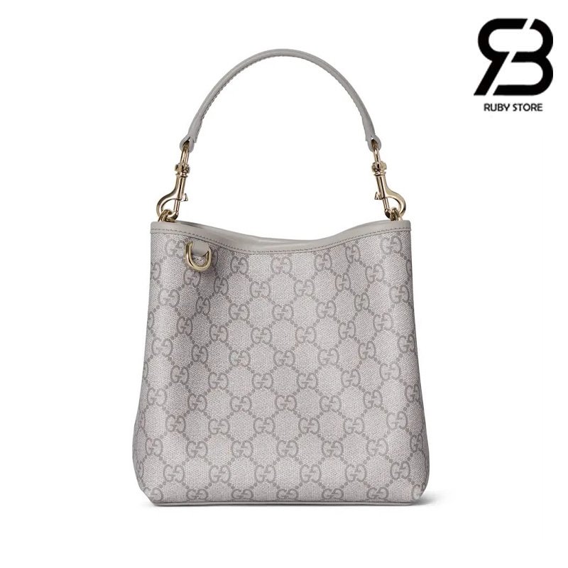 Túi Gucci GG Emblem Small Bucket Bag Grey GG Canvas chất lượng tốt