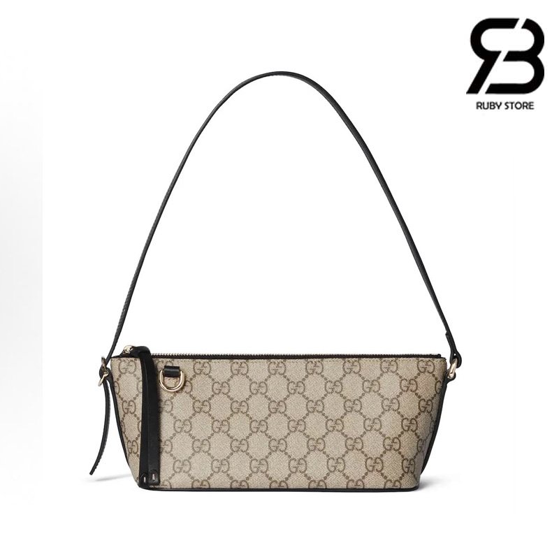 Túi Gucci GG Emblem Small Shoulder Bag Beige Black GG Canvas chất lượng tốt