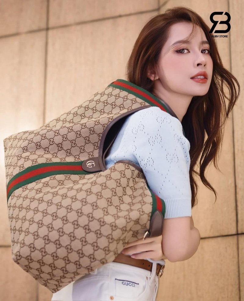 Túi Gucci Giglio Large Tote Bag Beige Brown GG Canvas 853971 Size 54CM