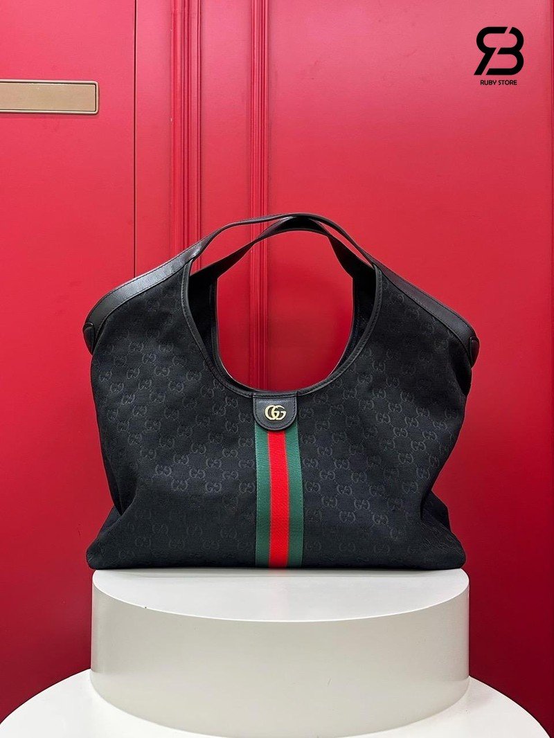 Túi Gucci Giglio Large Tote Bag Black GG Canvas 853971 Size 54CM chính hãng sang trọng