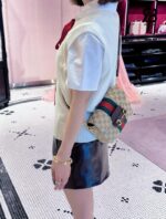 Túi Gucci Horsebit 1955 Small Shoulder Bag Sand Brown GG Canvas Best Da Ý chi tiết 7