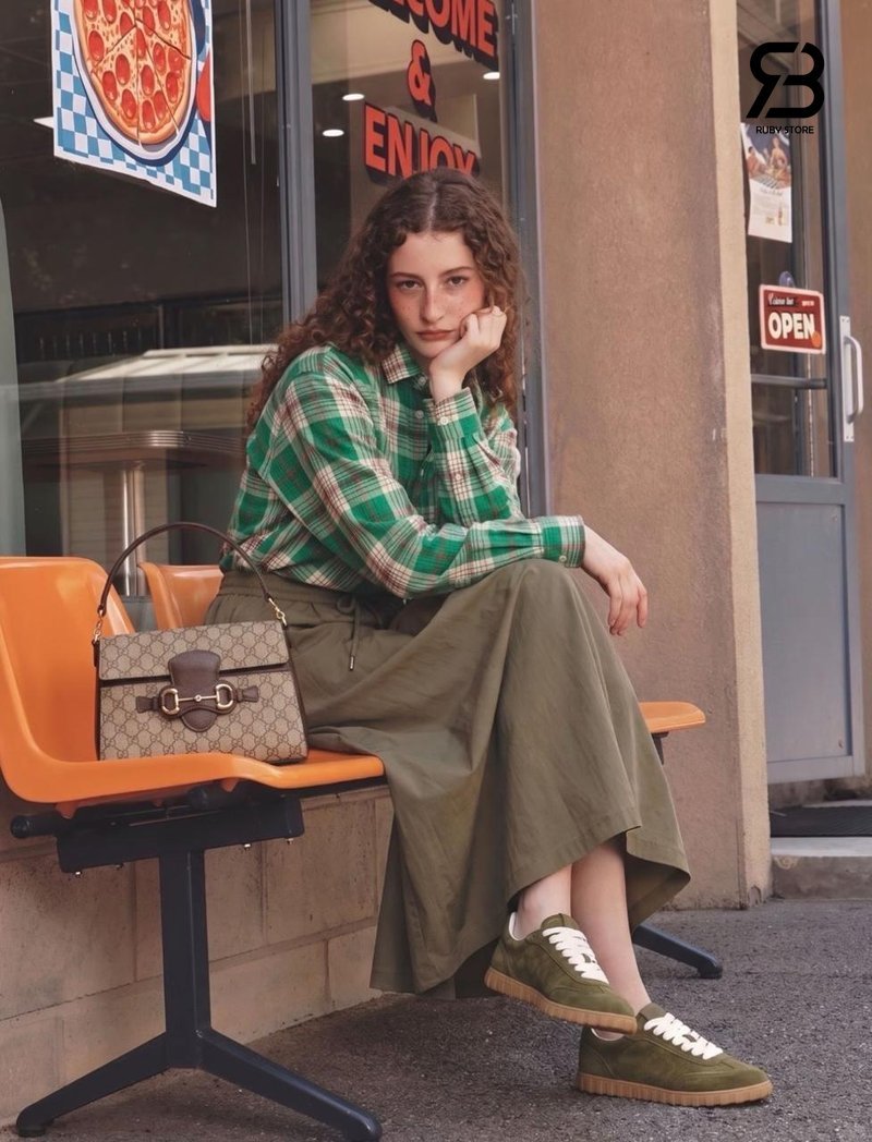 Túi Gucci Horsebit Duomo Medium Top Handle Bag Sand Brown GG Canvas cao cấp