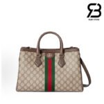 Túi Gucci Ophidia Medium Tote Bag Beige Brown GG Supreme 836839 Size 33CM
