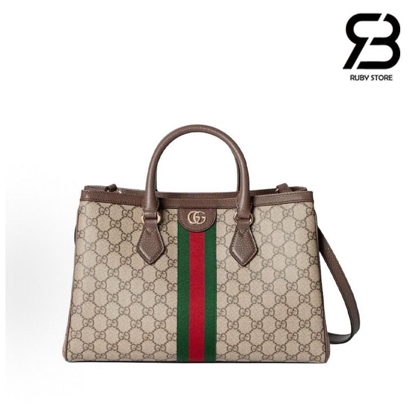 Túi Gucci Ophidia Medium Tote Bag Beige Brown GG Supreme 836839 Size 33CM