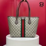 Túi Gucci Ophidia Medium Tote Bag GG Beige Brown 836831 Size 25CM chi tiết góc nghiêng