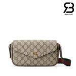 Túi Gucci Ophidia Pochette Bag GG Beige Ebony 8764961 Size 22CM chính hãng đẹp