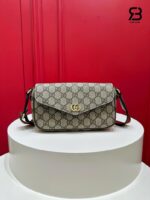 Túi Gucci Ophidia Pochette Bag GG Beige Ebony 8764961 Size 22CM chính hãng, góc nghiêng chi tiết