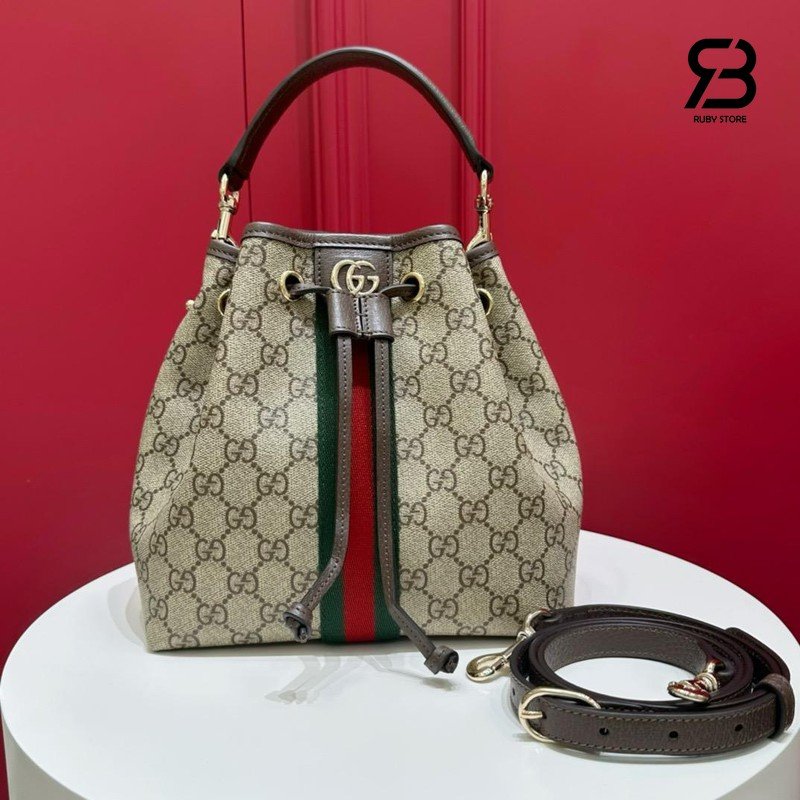 Túi Gucci Ophidia Small Bucket Bag GG Beige Brown 841313 Size 21CM chính hãng