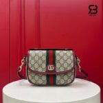 Túi Gucci Ophidia Small Top Handle Bag GG Beige Red 836843 góc nghiêng chi tiết