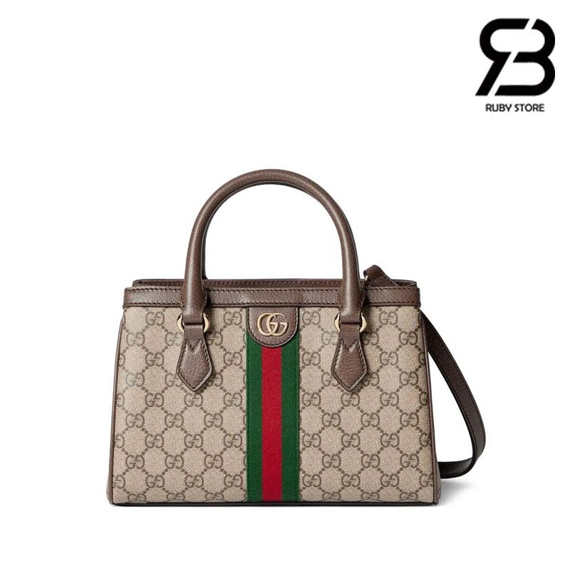 Túi Gucci Ophidia Small Tote Bag Beige Brown GG Supreme 836840 Size 25CM