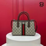Túi Gucci Ophidia Small Tote Bag Beige Brown GG Supreme 836840 góc nghiêng chi tiết