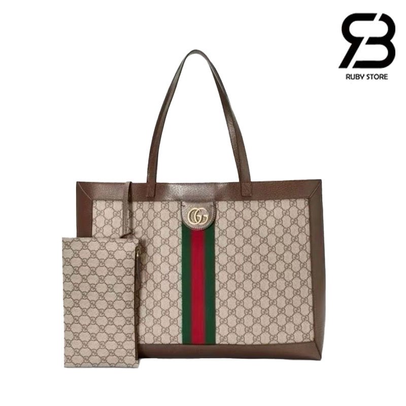Túi Gucci Ophidia Soft tote Bag Beige Brown GG Supreme 547947 Size 44CM chính diện