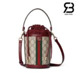 Túi Gucci Ophidial Mini Bucket Bag GG Beige Red 838462 Size 23CM chính hãng sang trọng