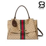 Túi Gucci Paparazzo Medium Top Handle Bag Sand Brown GG Canvas Best Ý