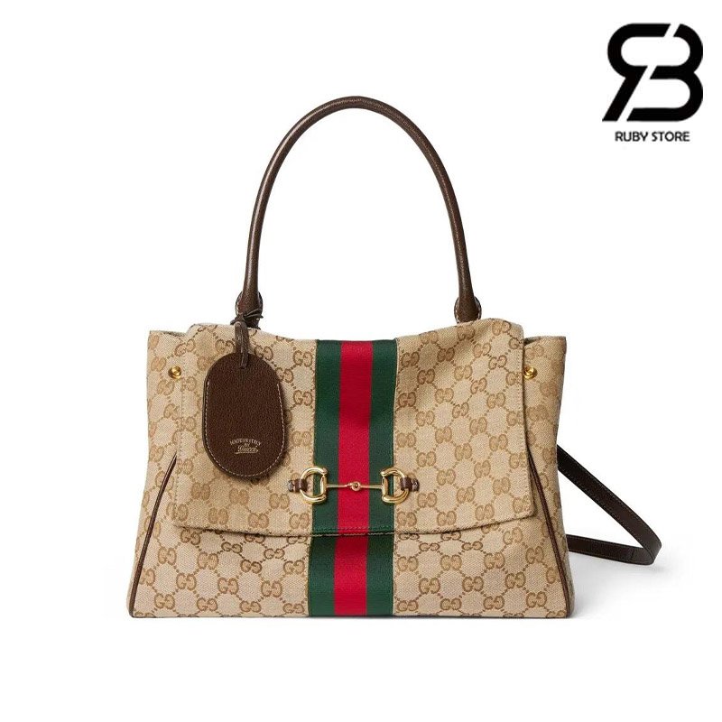 Túi Gucci Paparazzo Medium Top Handle Bag Sand Brown GG Canvas cao cấp