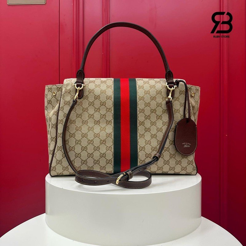 Túi Gucci Paparazzo Medium Top Handle Bag Sand Brown GG Canvas cao cấp