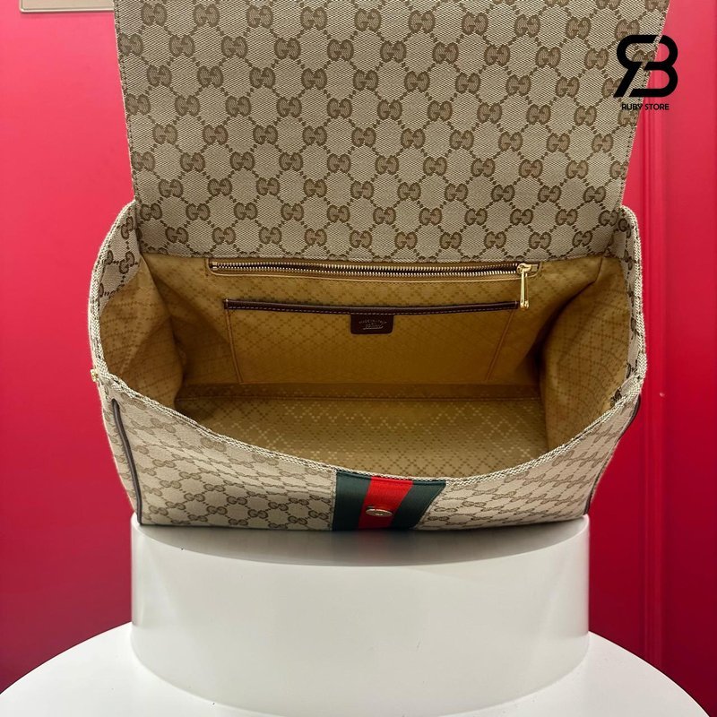 Chi tiết túi Gucci Paparazzo Medium Top Handle Bag Sand Brown GG Canvas