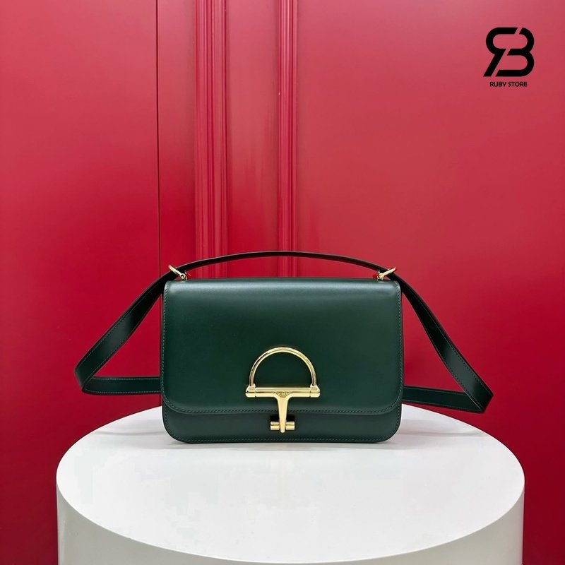 Túi Gucci Siena Small Shoulder Bag Green Calfskin 846705 góc nghiêng chi tiết