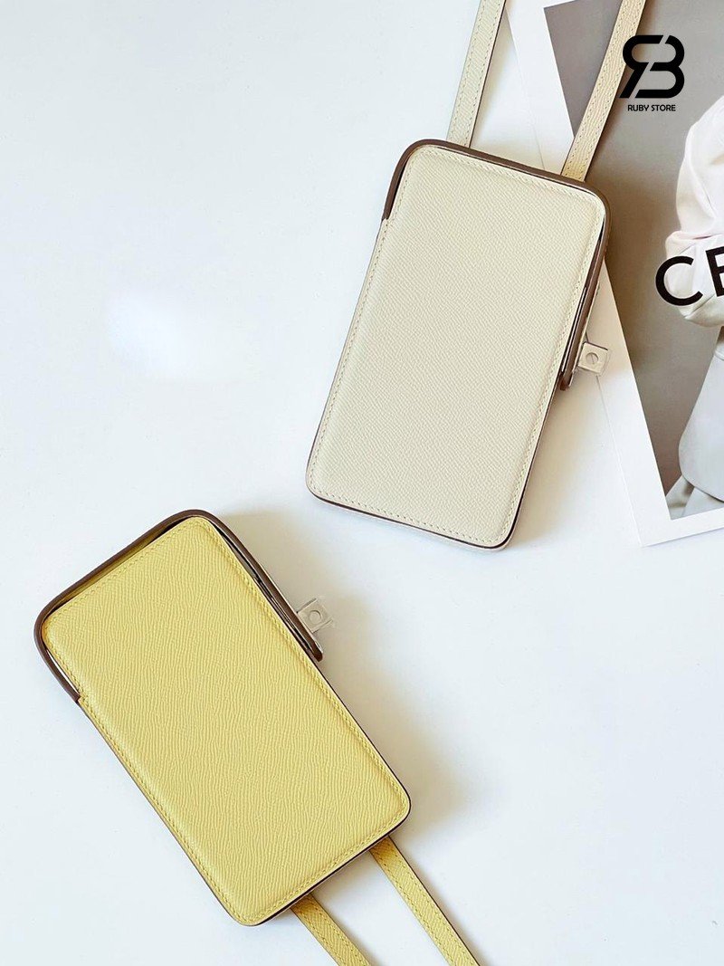 Túi Hermes Hac a Box Phone Case Étoupe Tadelakt Calfskin sang trọng