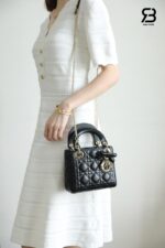 Túi Lady Dior Mini Bag with Bow Black Lambskin Best Pháp, chi tiết sang trọng