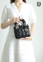Túi Lady Dior Mini Bag with Bow Black Lambskin Best Pháp, ảnh chi tiết 7