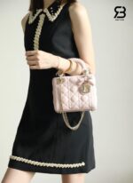 Túi Lady Dior Mini Bag with Bow Soupir Pink Lambskin Best Pháp, chi tiết sang trọng