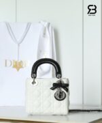 Túi Lady Dior Mini Bag with Bow Two-Tone Latte and Black Lambskin đẹp tinh tế