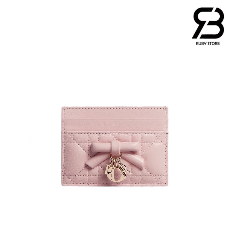 Ví Lady Dior Freesia Card Holder Soupir Pink Lambskin Hồng Best Quality