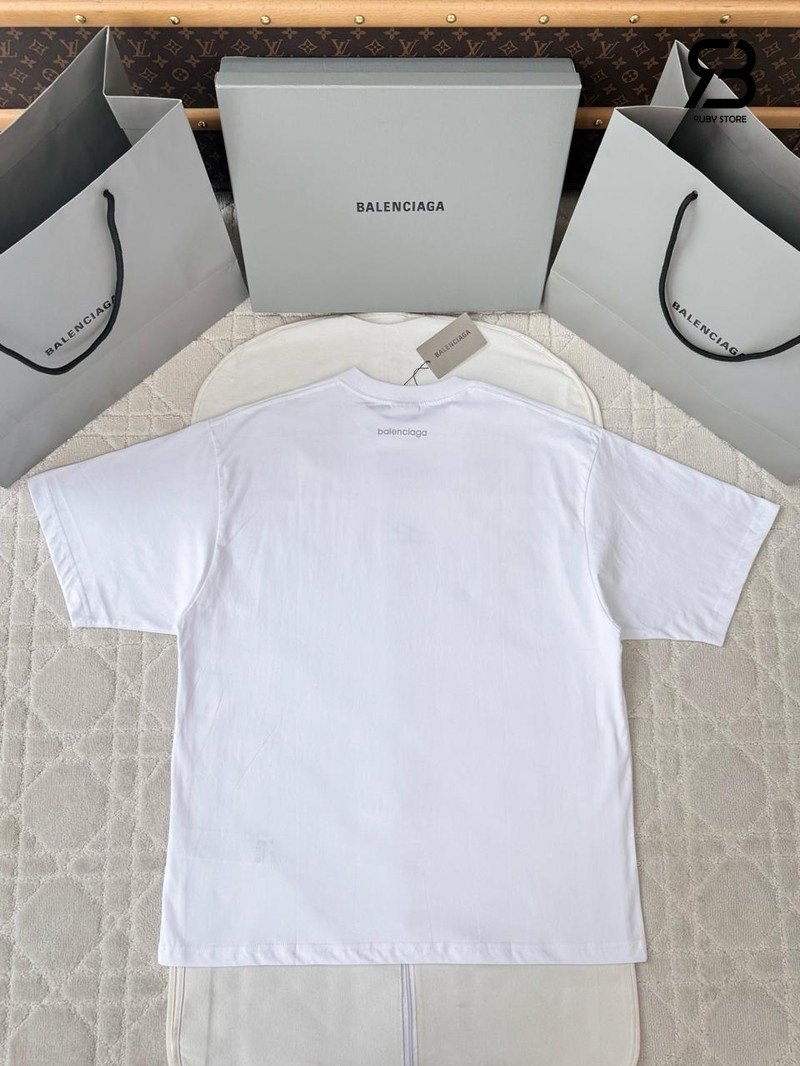 Áo Balenciaga Medium Fit T-shirt White Best Quality góc nghiêng chi tiết