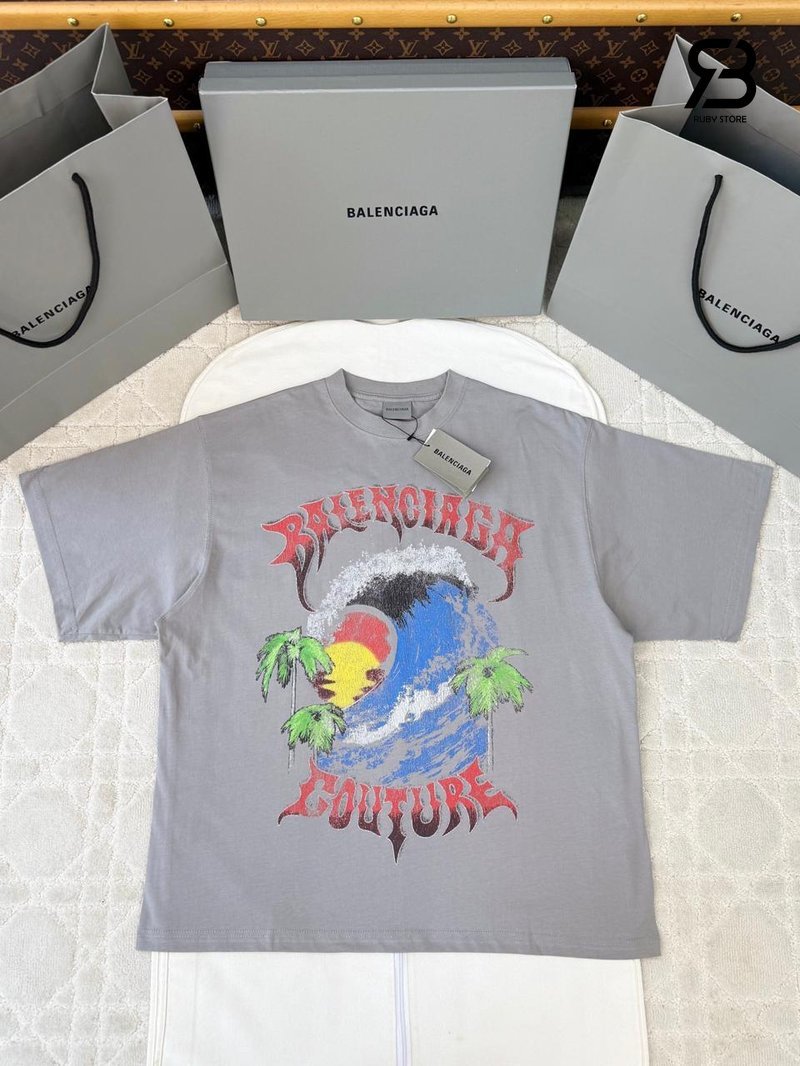 Áo Balenciaga Vintage Surfer Oversized T-shirt Grey Best Quality, phong cách thời trang hiện đại