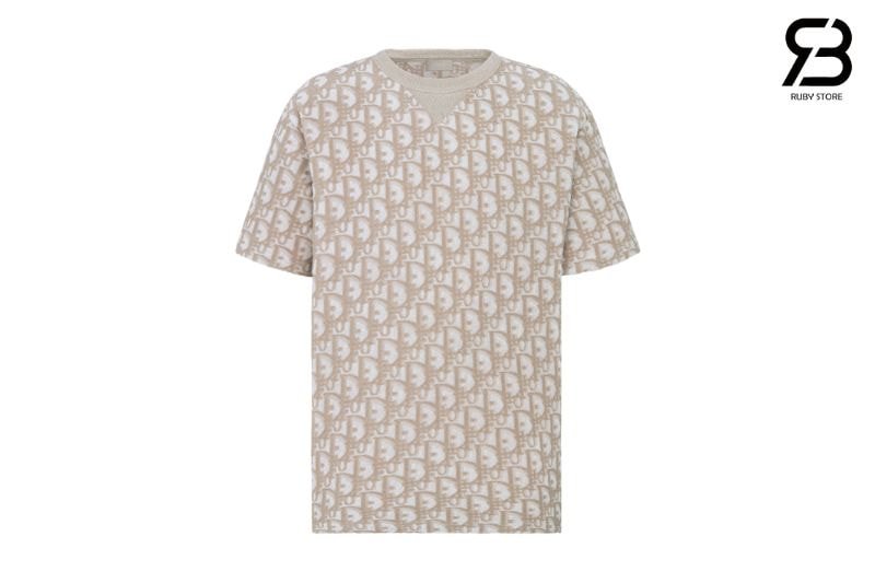 Áo Dior Oblique T-Shirt Beige Cotton Terry Jersey Màu Be sang trọng và tinh tế