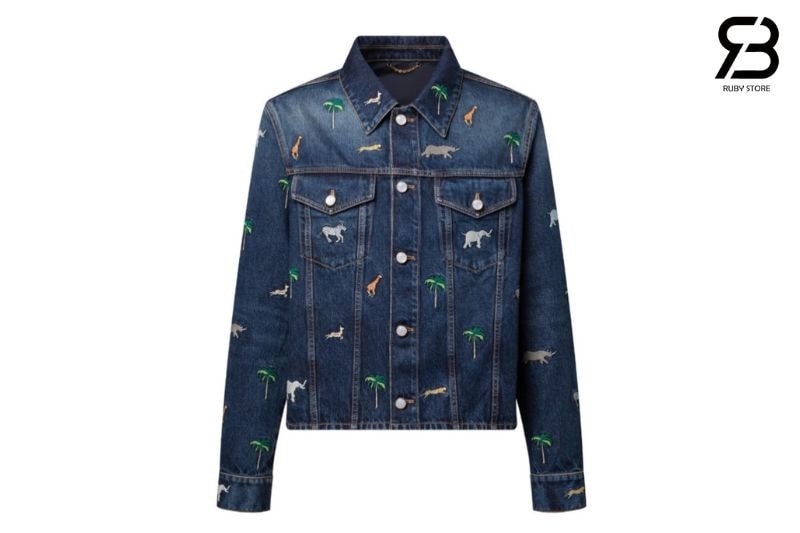 Áo Khoác LV Animal Embroidered Denim Jacket Họa Tiết Động Vật sang trọng