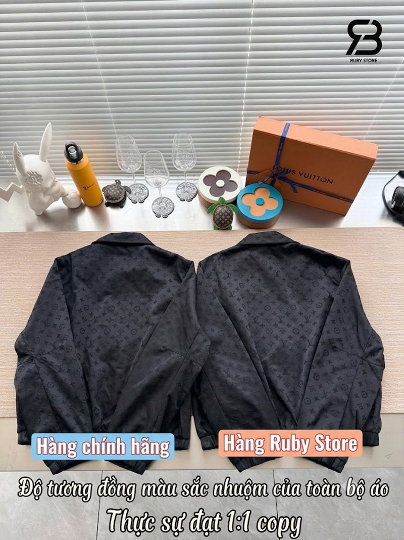 Áo Khoác LV Bomber 2 Mặt Monogram Màu Đen Best Quality với logo tinh tế