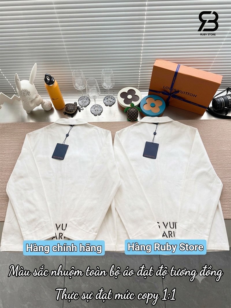 Áo Khoác LV Equipe Workwear Jacket White Best Quality với chi tiết logo tinh tế